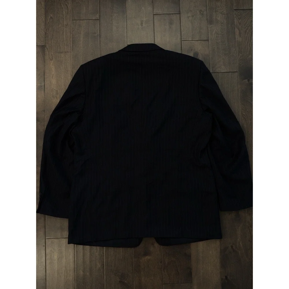 Roberto Villini Jacket Blazer Mens 48L Black/Purple‎ Striped 100% Wool 3-Button